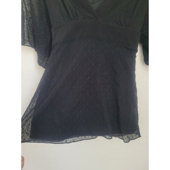 Vintage Y2k Rampage Babydoll Lace Kimono Top Sz M Black Whimsigoth Fairy Flowy - Picture 4 of 10